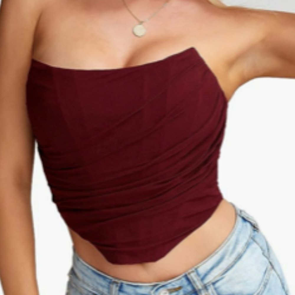 Maroon Strapless Corset Top